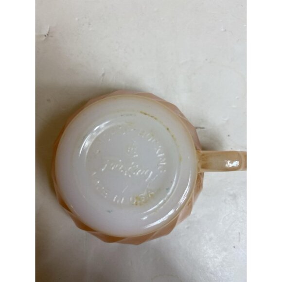 Anchor Hocking Fire King Peach Luster Glass Swirl Demitasse Cup & Saucer Set - Picture 9 of 10